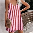 thumbnail image 2 of safuny Women's Mini Loose Cami Dress Stripe Print Clothing Summer Beach Retro Boho V Neck Dress Holiday Elegant Casual Comfy Sleeveless Red XL, 2 of 4