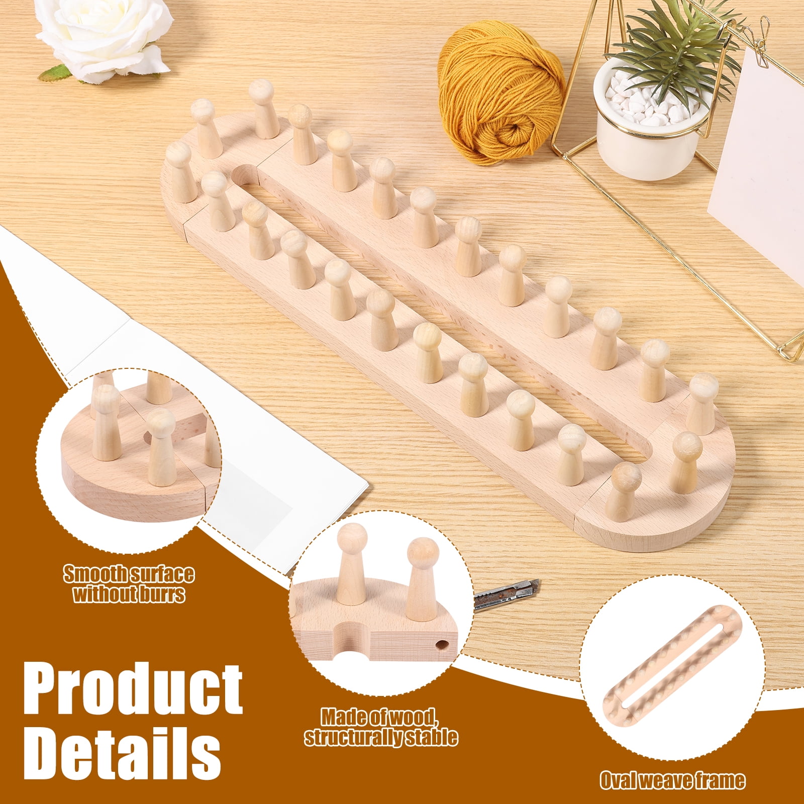 Threns 18.3" Wooden Loom Frame for DIY Throw Blankets Chunky Knit Blanket Kit – Adjustable Size Hand Knitting Kit – No Needles Required – Beginner-Friendly Yarn Craft for Home