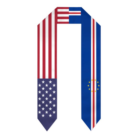 Cape Verde & USA United States Flag Shawl Sash Stole Graduation Shawls Wraps Scraf For International Study