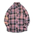 thumbnail image 2 of Aimik Hanes Long Sleeve Shirts for Men Flannel Button Down Shirt Big and Tall Plaid Shirt Casual Fall Shirts Soft Dress Shirts-Pink XXL, 2 of 4