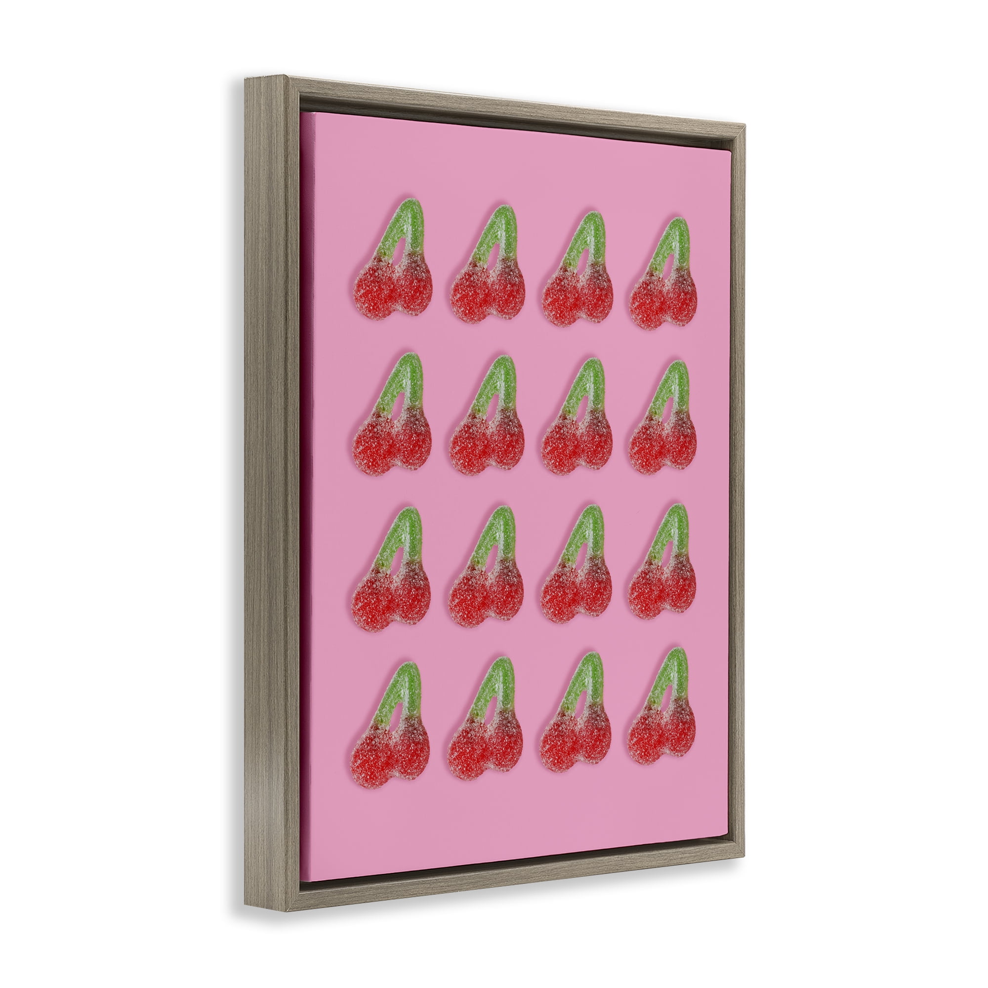 Stupell Industries Cherry Candy Pattern Brown Framed Floater Canvas Wall Art, design by LISH Creative