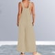 thumbnail image 5 of Mamelucos Sin Mangas Mamelucos sueltos para mujer Monos de moda con botones Monos con peto de pierna ancha (Caqui L) Ygjytge para Mujer Caqui T L, 5 of 6
