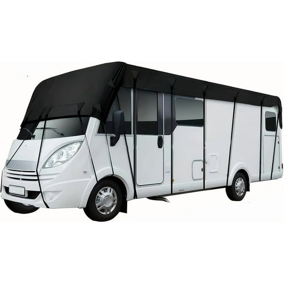 Heavy Duty RV Roof Cover, Upgraded Waterproof UV Resistant Travel Trailer Cover for 16ft to 44ft RVs, Full Vehicle Protection