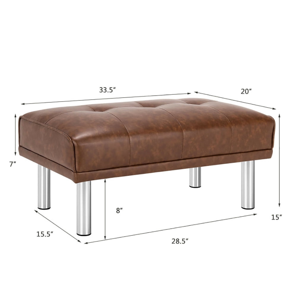 Finihen Modern Tufted Ottoman Bench, Rectangular Footstool, Rectangle Tufted Ottoman with Stainless Steel Legs, for Living Room, Bedroom, Brown Finihen Modern Tufted Ottoman Bench, Rectangular Footstool, Rectangle Tufted Ottoman with Stainless Steel Legs, for Living Room, Bedroom, Brown