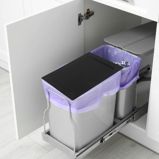 FUTUREORYY Cubierta Para Bote De Basura De Acero Inoxidable Con Puerta Abatible Para Uso En Gabinete