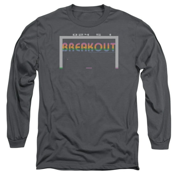 Atari Breakout 2600 Long Sleeve T-Shirt Adult 18/1 Charcoal
