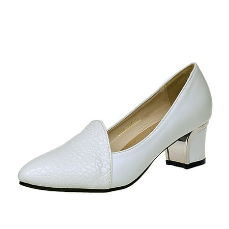 

Follure Girl women s casual shoes Women s Classic Shallow Mouth Square Heel Shoes Solid Color Sexy High Heel Shoes White 41