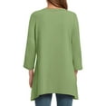 thumbnail image 4 of Green Womens Blouses Casual Loose Round Neck Mid Length Sleeve Ladies Top Asymmetrical Ladies Tops and Blouses, 4 of 4