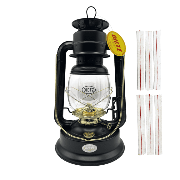 Light of Mine: Dietz #90 D-Lite Black with Gold Trim Oil Lantern with 7/8" Replacement Wick Strips