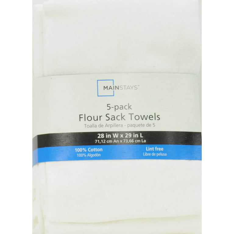 Mainstays, 5 Pack, Flour Sack Kitchen Towel, White 