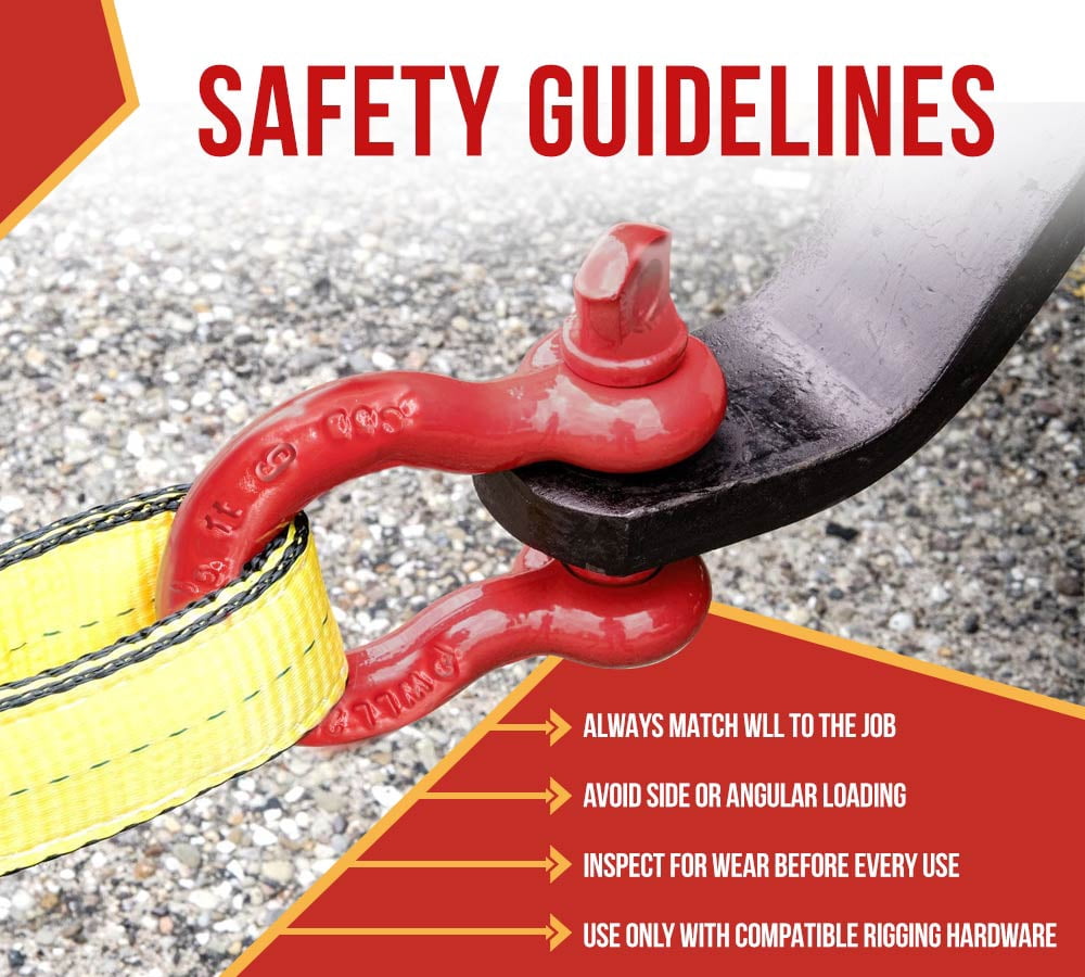 Crosby S-209 3/8" Anchor Shackle Carbon Steel w/Alloy Screw Pin 2,200 lbs WLL, Red Painted Heavy Duty D Ring Shackle for Towing, Rigging & Vehicle Recovery, 1018428
