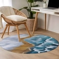 thumbnail image 4 of Small Round Rug 3Ft Washable Non-Slip, Blue Beach Circle Area Rugs for Living Room Bedroom, Summer Ocean Coastal Waves Gradient Abstract Indoor Floor Mats Carpet Runner for Home Decor, 4 of 8