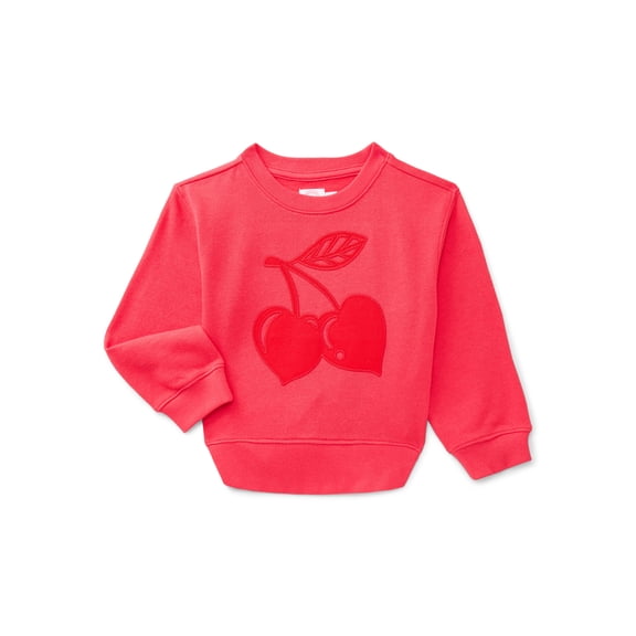 Wonder Nation Toddler Girls Fleece Crewneck Top with Ruffles, Sizes 12M-5T