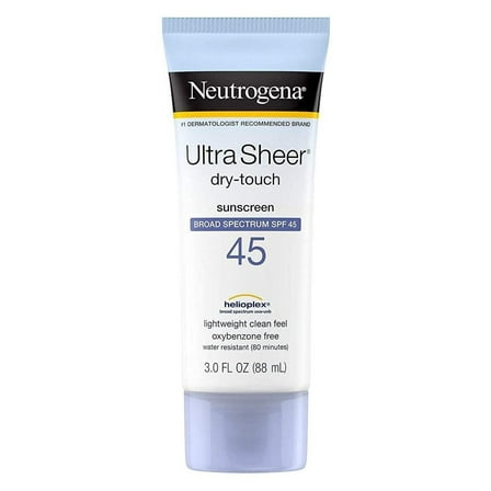 Get Ultimate Sun Protection with Neutrogena Ultra Sheer Dry-Touch Sunscreen Lotion - SPF 45, Light & Non-Greasy - Travel Size, 3 Fl. Oz