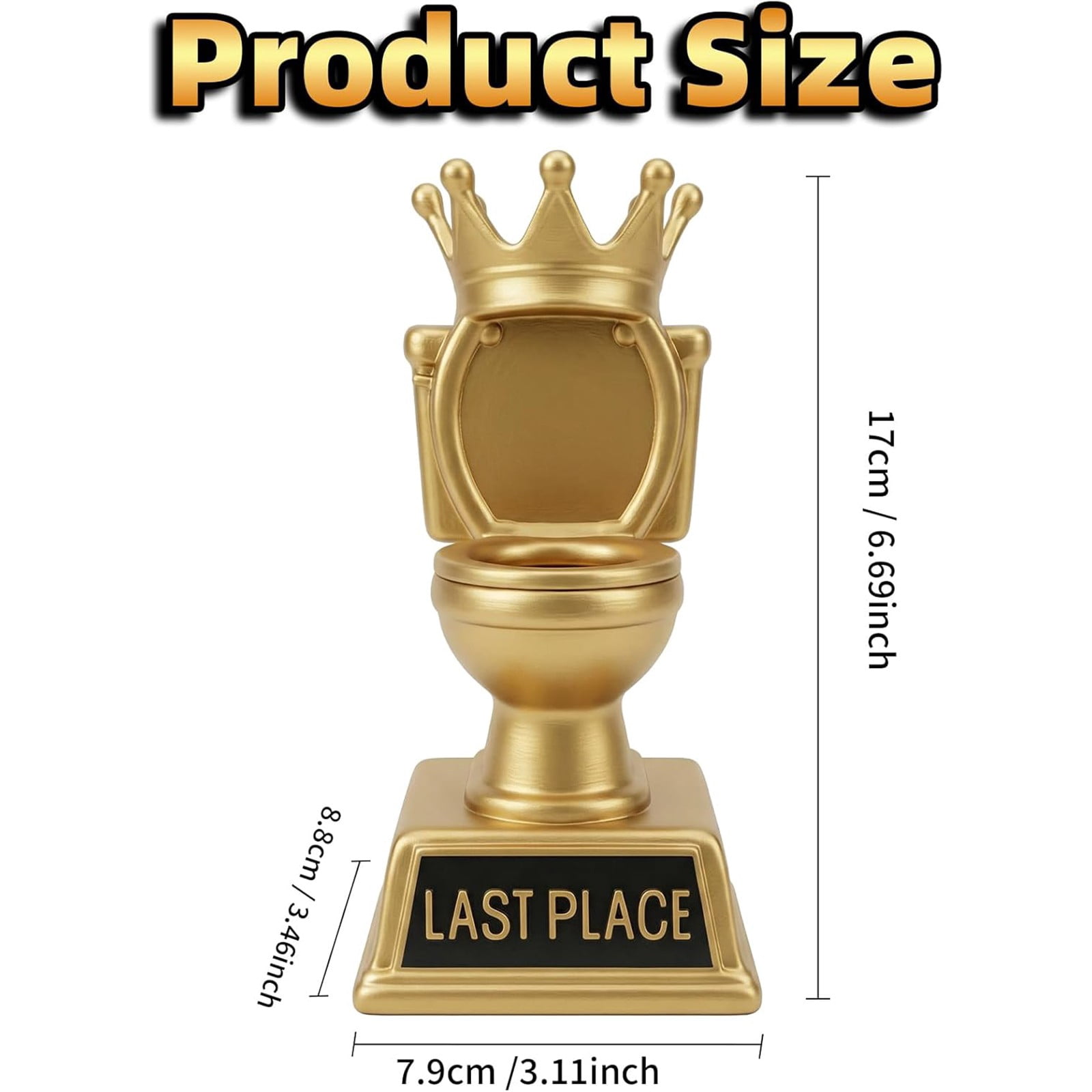 kjfeif 7-Inch Gold Toilet Trophy, Humorous Last Place Award for Family Game Night, Sports Tournaments, or Office Competitions, Funny Novelty Prize and Gift