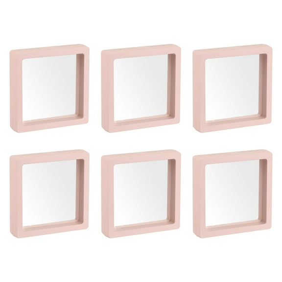 Floating Thin Film Display Box, ABS Frame Case 7cm x 7cm x 2cm Pink Pack of 6