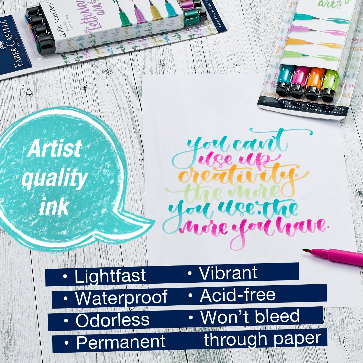 Faber-Castell Pitt Artist Brush Pens – Lettering Markers – 4 Pens