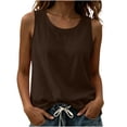 thumbnail image 2 of VBVC Women's Cotton Linen Crew Neck Tank Top , Loose Fit Summer Casual Blouse For Women , Ladies' Sleeveless Plain Shirt with Pockets,Brown,S-2XL, 2 of 8