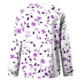 thumbnail image 4 of YUGYXL Long Sleeve Shirts for Women Plus Size Loose Pullover Fall Fashion Basic Trendy Crew Neck Floral Printed Casual Tops Purple XXXL, 4 of 5