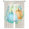 thumbnail image 7 of Sheer Curtains 72 inches Long, Fall Autumn Vintage Harvest Pumpkin Thanksgiving Light Filtering Sheer Window Curtains Rod Pocket Voile Drapes for Bedroom Living Room, 52"W x 72"L 2 Panels, 7 of 7