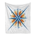 thumbnail image 1 of Compass Soft Flannel Fleece Blanket, Watercolor Directions North South East West Windrose Pathfinding Work of Art, Cozy Plush for Indoor and Outdoor Use, 60" x 80", Burnt Sienna Blue, by Ambesonne, 1 of 6