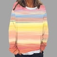 thumbnail image 2 of Staron Hauts à Manches Longues pour Femmes Mode d'Automne Hauts Rayés Colorés T-Shirt Ample à Col Rond Chemisier Chic Décontracté de Printemps Blouse Tunique Hauts Cadeaux de Noël pour Petite Amie, 2 of 5