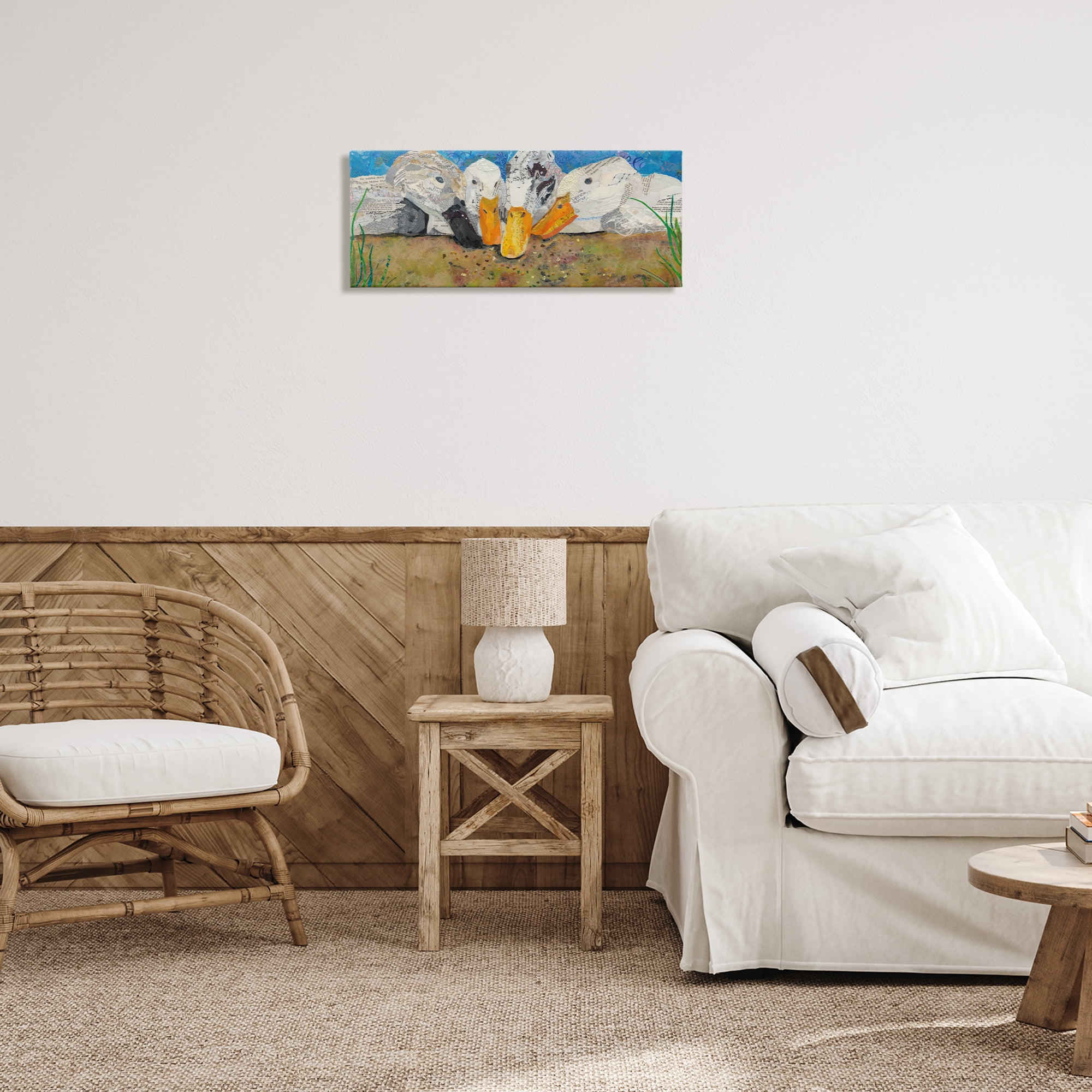 Stupell Industries Just Ducky Collage Animals Painting Wrapped Canvas Art Print Wall Art, 24 x 10