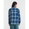 thumbnail image 3 of No Boundaries Plaid Flannel Shirt with Long Sleeves, Women's XXS-XXL, 3 of 5