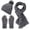 Grey, variant on HNMKIU Women's Fashion Casual Solid Color Knitted Warm Woolen Hat Scarf Three Piece Winter Set Khaki - One Size