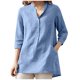 thumbnail image 1 of Camisas Para Mujer Botón de Moda Cuello en V Manga 3/4 Pulóver Sólido Camiseta Informal Blusa Odeerbi ODB128835, 1 of 8