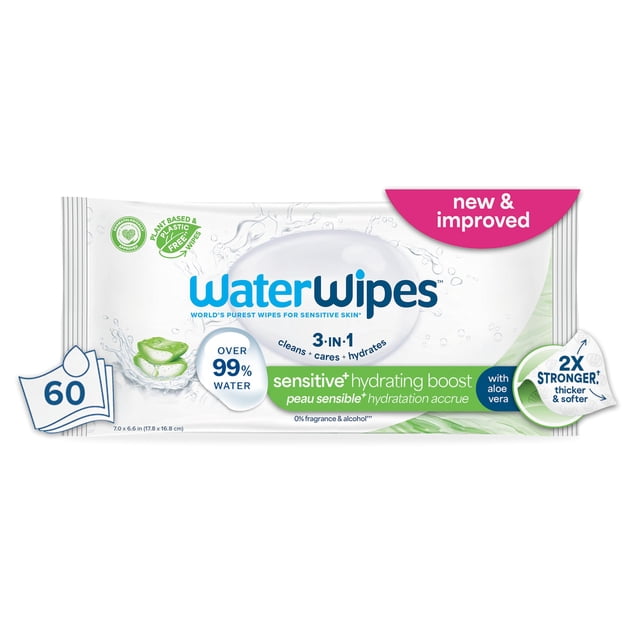 Toallitas húmedas para bebé WaterWipes Sensitive+ Hydrating Boost 60 unidades