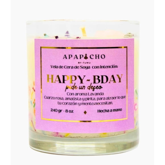 Velas Aromáticas Fuwu Lavanda con Cuarzos Naturales y Hierbas de Olor