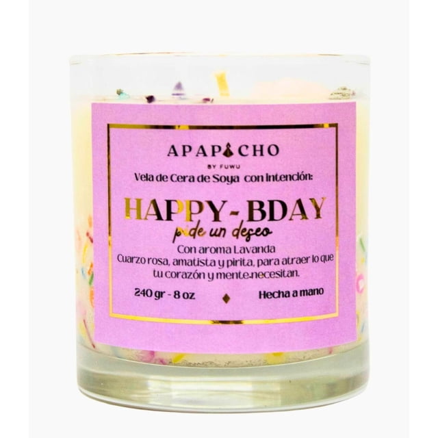 Velas Aromáticas Fuwu Lavanda con Cuarzos Naturales y Hierbas de Olor