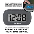 thumbnail image 5 of Reloj despertador digital Sharp – Caja de plástico táctil con acabado de goma suave – Funciona con pilas – Luz de fondo azul a pedido – Alarma ascendente – Fácil de usar – Negro carbón, 5 of 5