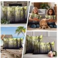 thumbnail image 5 of Yellow Forest Outdoor Waterproof Pillow Covers, Vintage Foggy Woods Tree Decorative Square Throw Pillowcase Sofa Cushion Sham for Patio/Couch/Chair, 24"x24" 2 Pack, 5 of 8