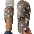 thumbnail image 2 of Zapatillas de algodón con punta abierta cruzada y lunares para mujer, pantuflas de suela blanda silenciosas antideslizantes con apertura para el hogar para interiores, 2 of 4