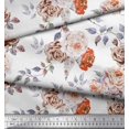 thumbnail image 3 of Soimoi Orange Poly Georgette Fabric Leaves & Rose Flower Decor Fabric Printed BTY 52 Inch Wide, 3 of 3