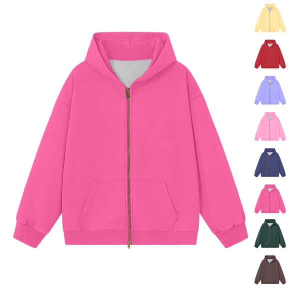 Women's 2026 Spring Zip Up Y2K Hoodies Long Sleeve Oversized Hoodie 2 Ways Zipper Sweatshirts Jackets with Pockets (Hot Pink M)