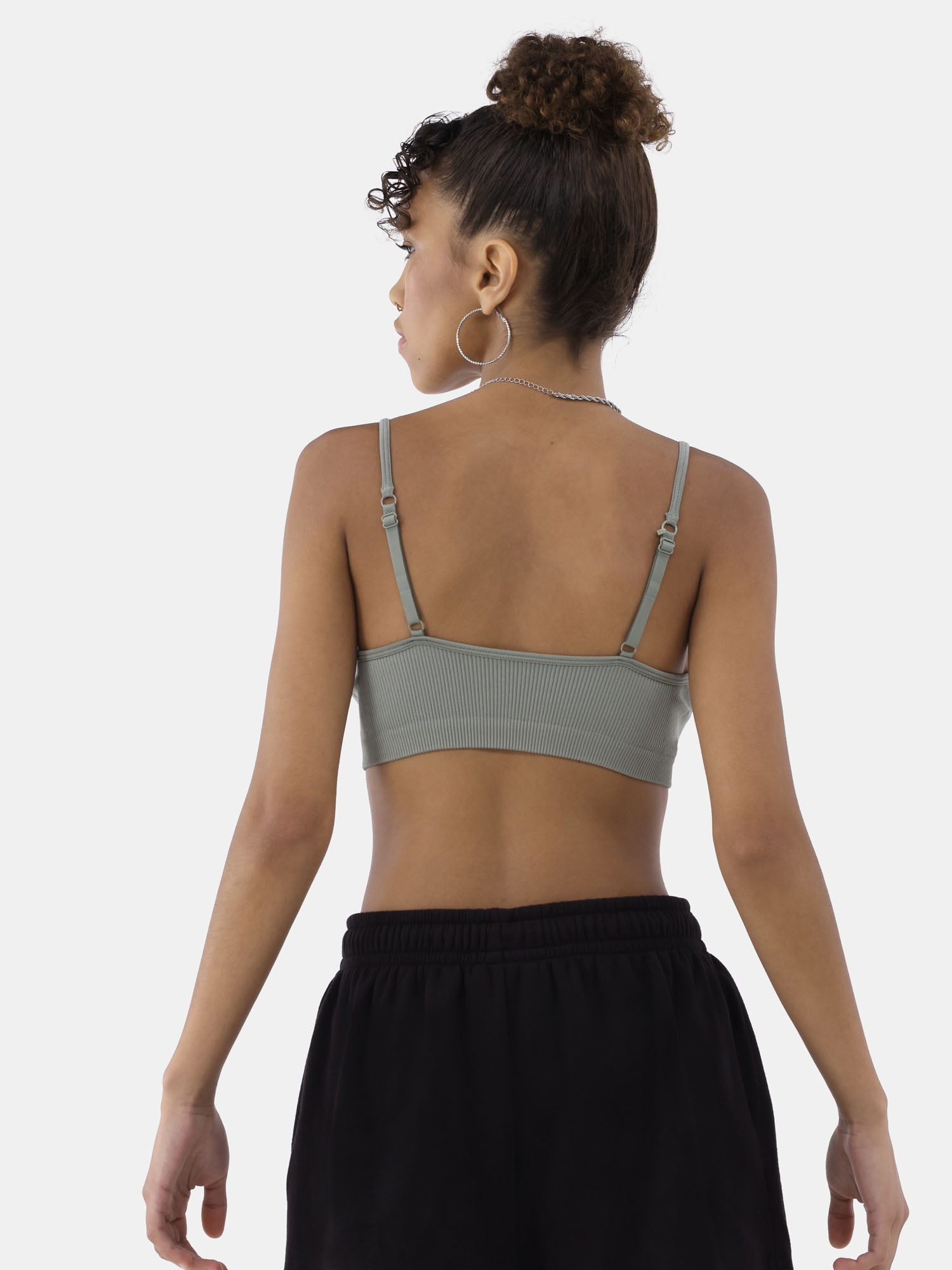 No Boundaries Women's Seamless Ribbed Triangle Bralette, Sizes XS-3XL