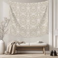 thumbnail image 5 of Beige Damask Large Tapestry for Bedroom Wall Hanging Tapestry, Vintage Country Scroll Floral Patterned Ceiling Backdrop Tapestries Poster Blanket Wall Decor for Teens Room Living Room Dorm 86" x 104", 5 of 8