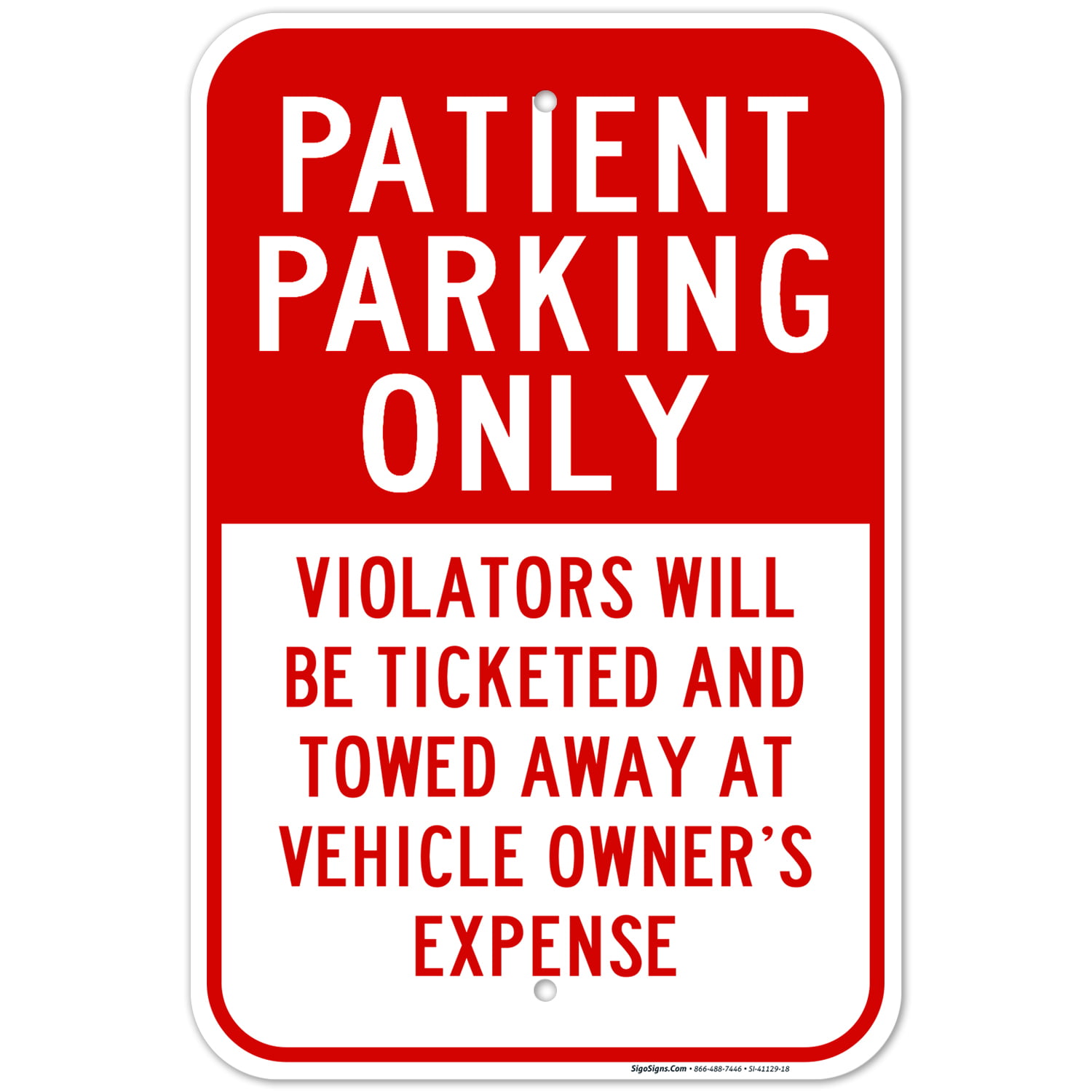 Aluminum Metal Patient Parking Only Print Blue White Black Picture Symbol Notice Car Park Lot Business Office 12x18