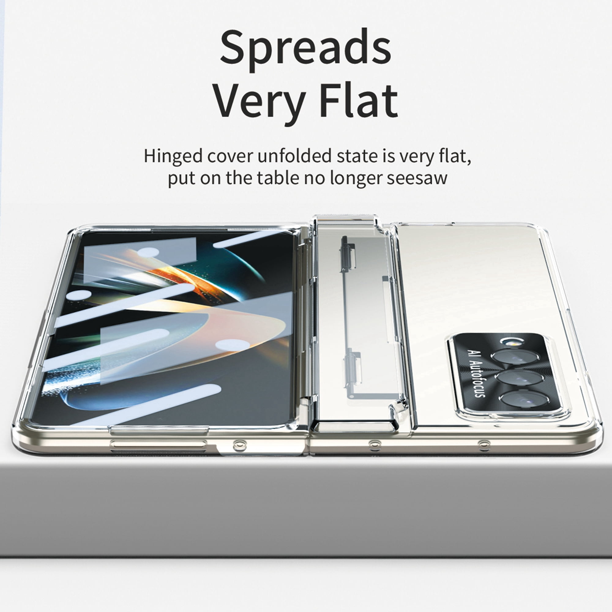 Dteck for Galaxy Fold 4 Case Hinge Protection Wireless Charging Hard Back with Non-Slip Shockproof Lightweight Slim Cover for Samsung Z Fold 4 5G 2022, Clear