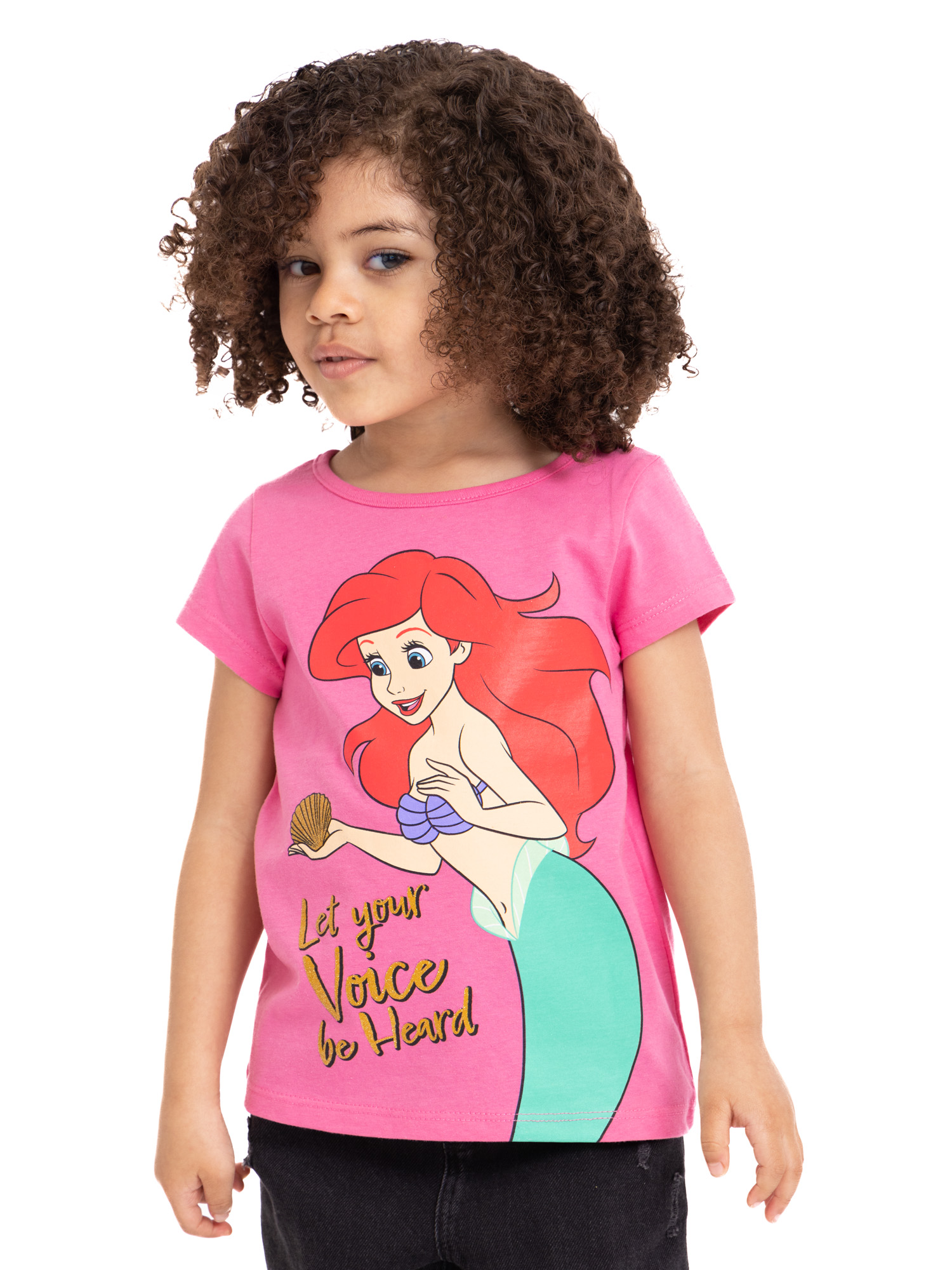 Disney Princess Toddler Girls Fashion T-Shirts with Short Sleeves, 4-Pack, Sizes 2T-5T - image 4 of 9