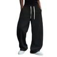 thumbnail image 3 of Men Baggy Sweatpants Wide Leg Heavyweight Comfy Lounge Slacks Loose Fit Track Pants Black L, 3 of 9