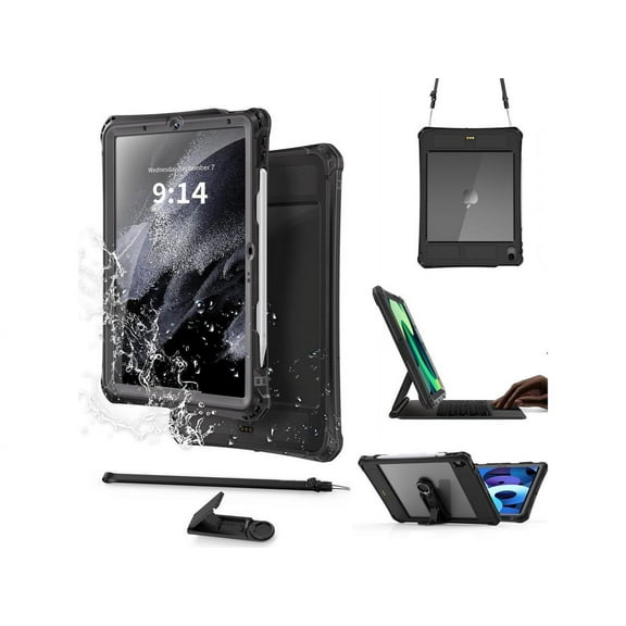 Waterproof Case for iPad Air 11 inch M2 2024 & iPad Air 5th & 4th Gen 10.9 inch 2022 2020 with Screen Protector/Shoulder Strap/Pencil Holder/Stand, Shockproof Premium Protective Cover