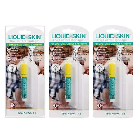 Liquid Skin Liquid Plaster Waterproof Liquid Bandage for Small Cuts, Wounds, and Cracked Skin Promotes Faster Natural Healing No Sting, Non-Burning, Safe for Kids Formula0.5 Grams Pack of 3