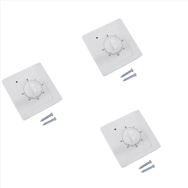 3X Ac 220V 10A 30Min Countdown Timer Switch Electric Digital Time Plug Control Switch Timer Socket Knob Style Mechanical,3 x Timer Socket 6 x Screws,White