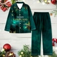 thumbnail image 2 of Xmyrz Womens Pajamas Sets Outfit Sets Christmas Lapel Full Print Santa Holiday Snowflakes Casual Long Sleeve Sleepwear Pj Clothing Suits, 2 of 3