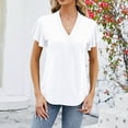 thumbnail image 2 of ZyeKqe Womens Summer Tops Ruffle Short Sleeve Shirts Casual V Neck T-Shirt Loose Blouses, 2 of 4