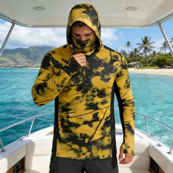 XINPING Men's UPF 50 Sun Protective Hiking Shirt, Summer Breathable Long Sleeve UV Protection Pullover for Work, Travel and Outdoor
